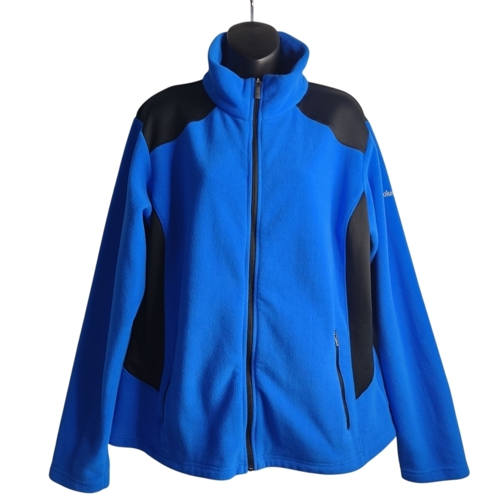 Columbia Women's Size XL Full Zip Fleece Jacket Blue Macaw Black Active Cozy